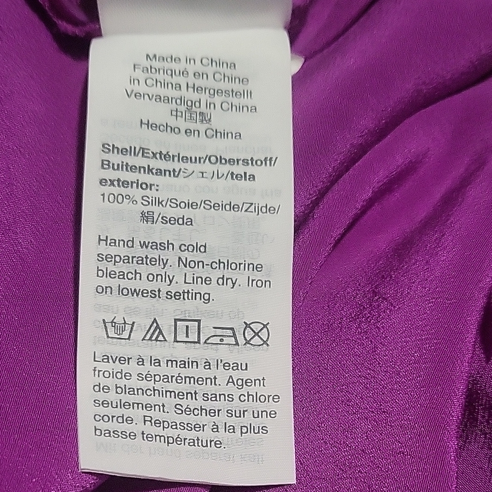 J. Crew Purple 100% Silk Ruffle Blouse Women's Large - Picture 11 of 12